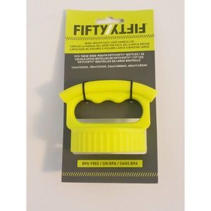 Fifty/Fifty Wide Mouth Easy Grip Handle Lid , Yellow - New BIN 14